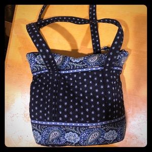 Vera Bradley green navy shoulder tote